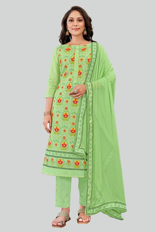 Green Colour Chanderi Silk Pant Style Suit SM1110595