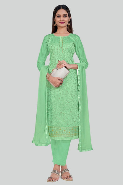 Green Colour Chanderi Silk Pant Style Suit SM1110655