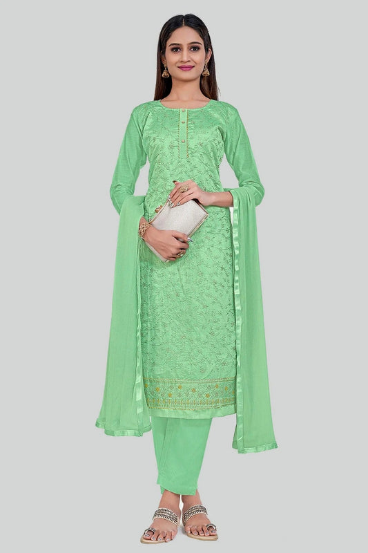 Green Colour Chanderi Silk Pant Style Suit SM1110655