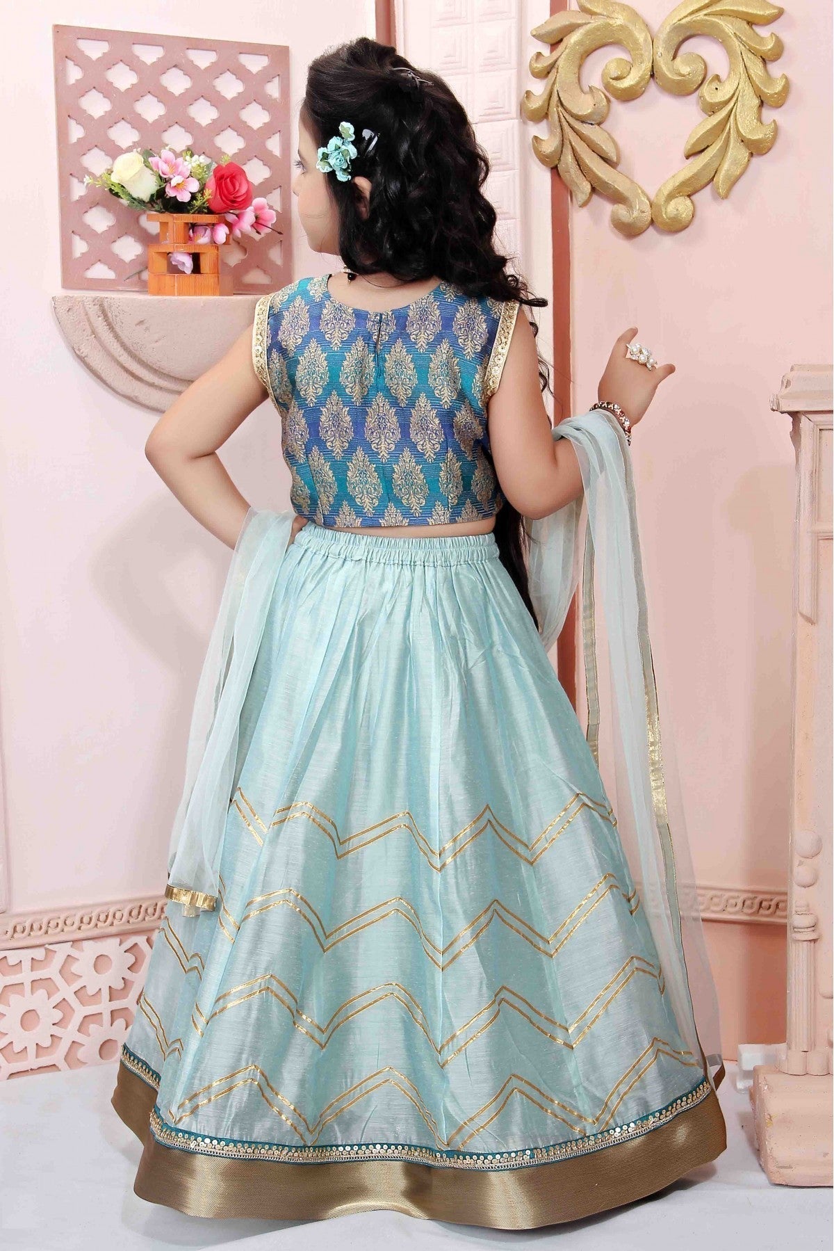Green Colour Chanderi Silk Party Wear Lehenga Choli GW1070003 A
