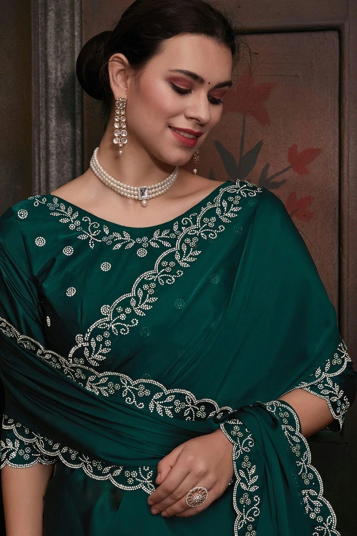 Green Colour Chiffon Designer Saree LC1121771 A