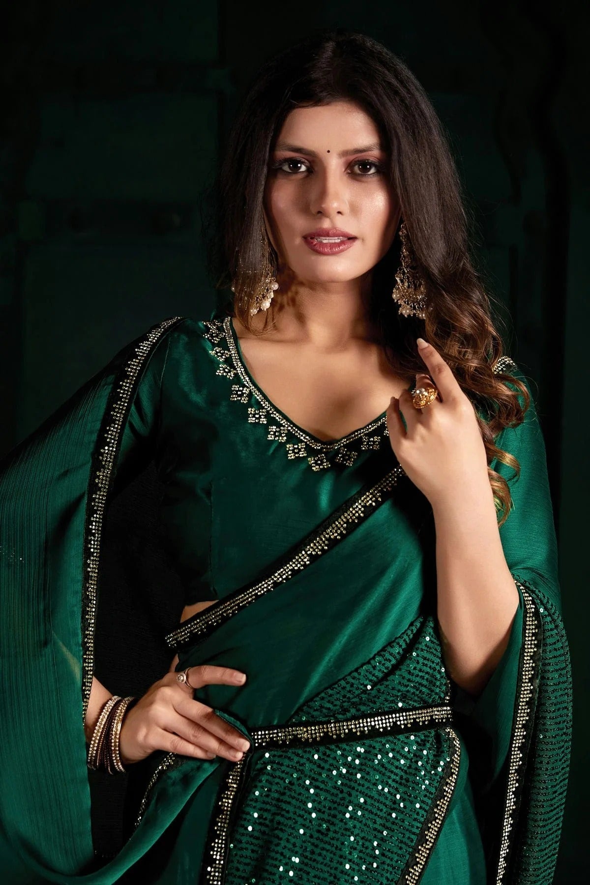 Green Colour Chiffon Silk Designer Saree LC1121801 A