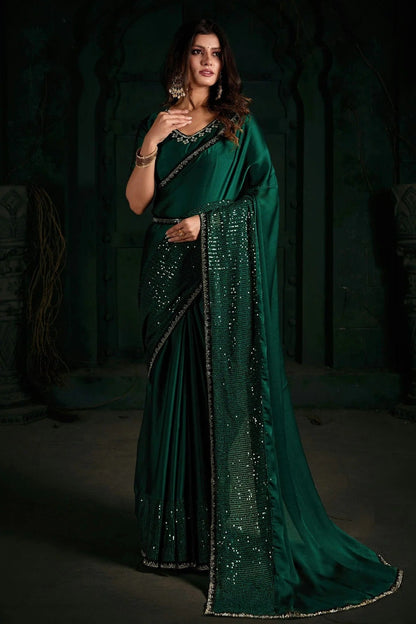 Green Colour Chiffon Silk Designer Saree LC1121801