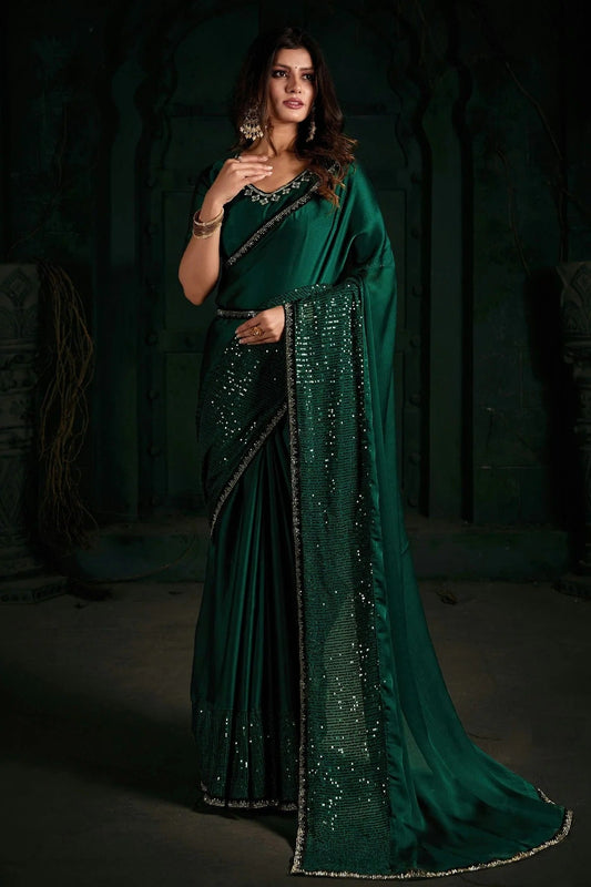 Green Colour Chiffon Silk Designer Saree LC1121801