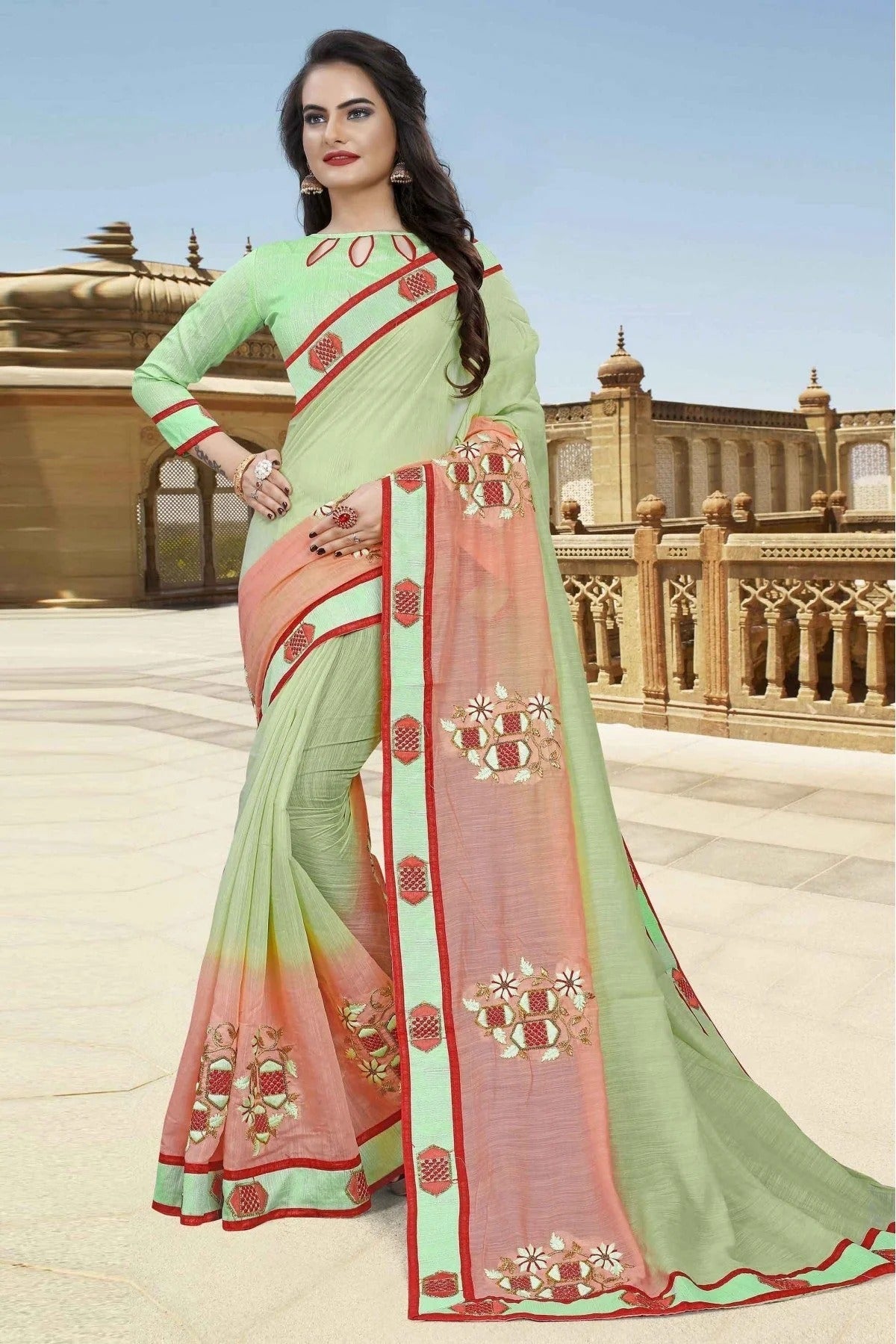 Green Colour Cotton Designer Saree SD1120546