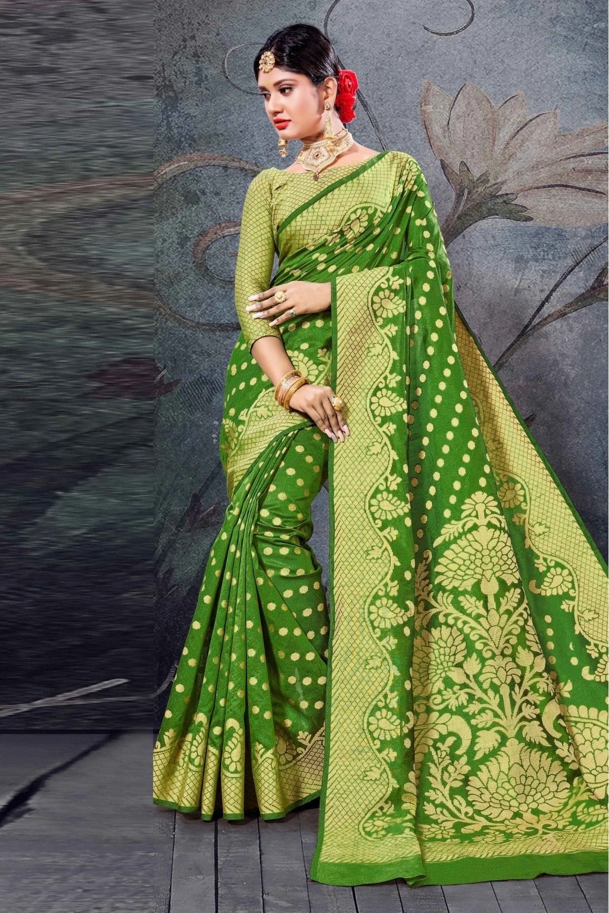 Green Colour Cotton Handloom Woven Saree SD1100144