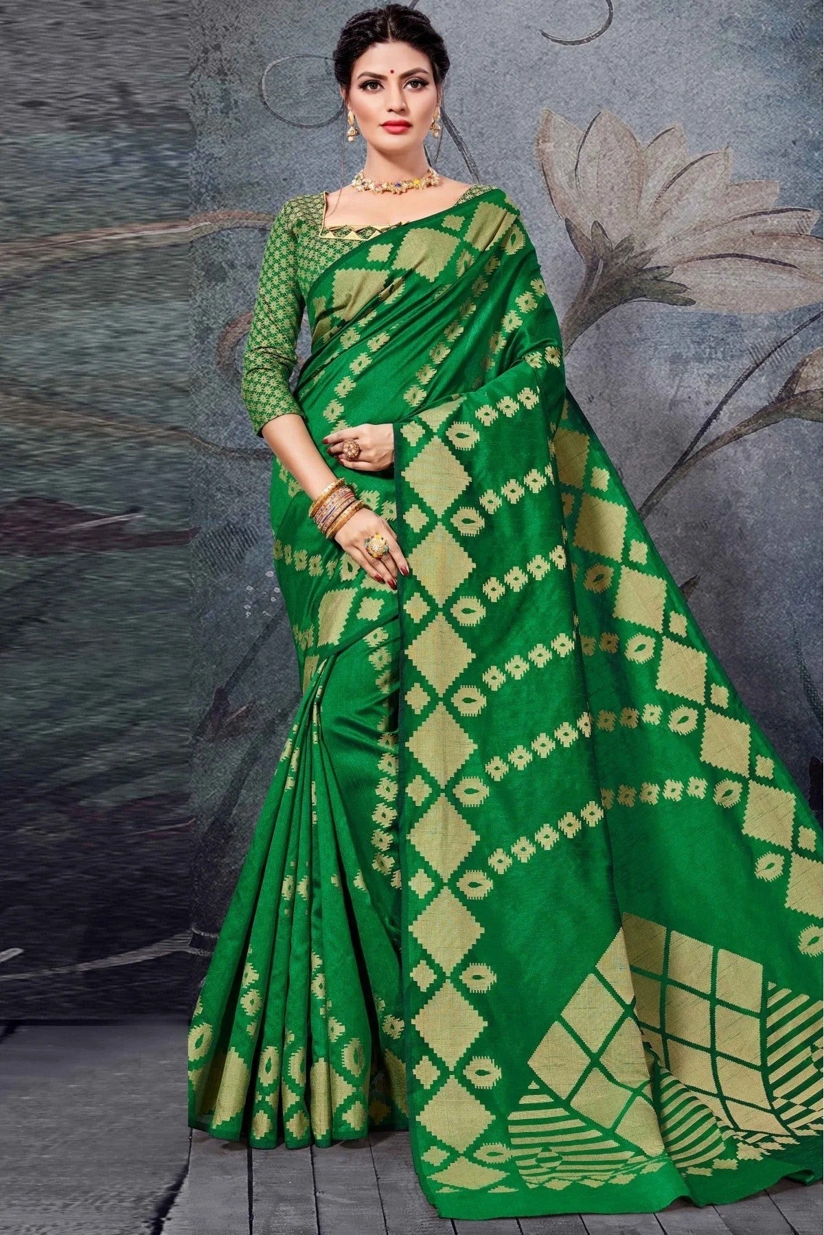 Green Colour Cotton Handloom Woven Saree SD1100146