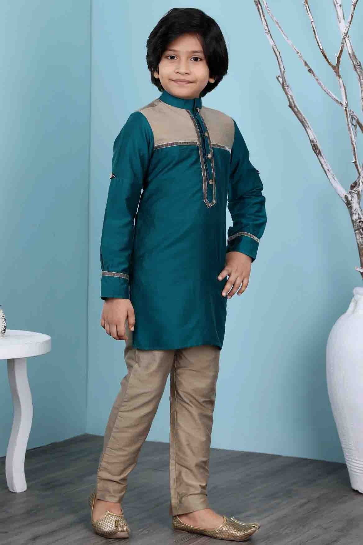 Green Colour Cotton Silk Kurta Pajama BW1070089 A