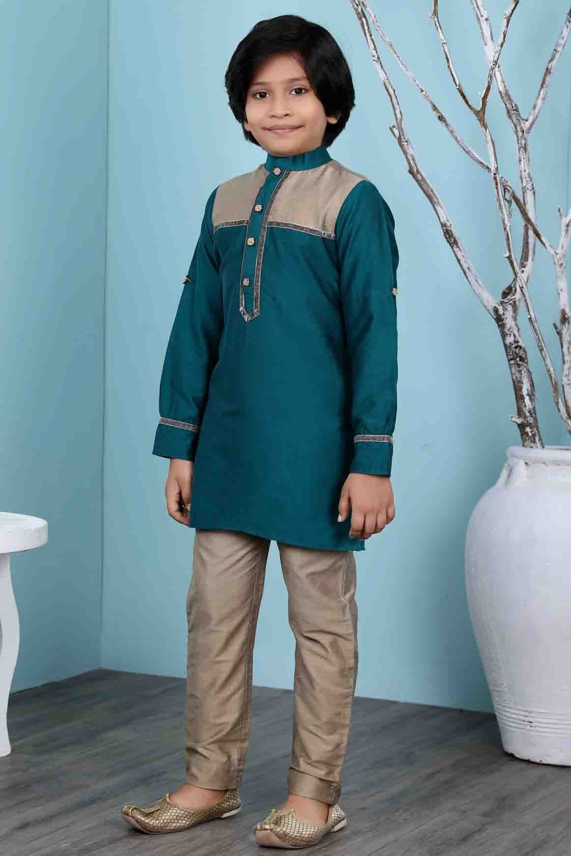 Green Colour Cotton Silk Kurta Pajama BW1070089 B