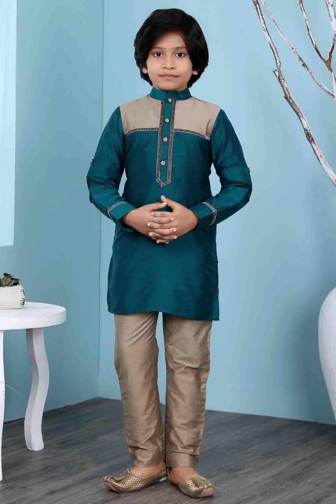 Green Colour Cotton Silk Kurta Pajama BW1070089