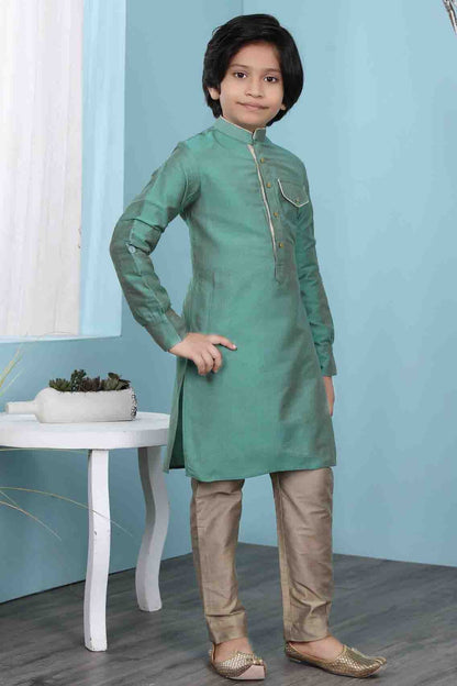Green Colour Cotton Silk Kurta Pajama BW1070092 B