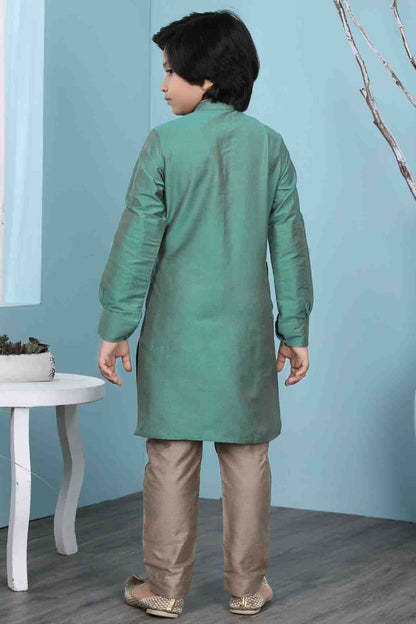 Green Colour Cotton Silk Kurta Pajama BW1070092 C