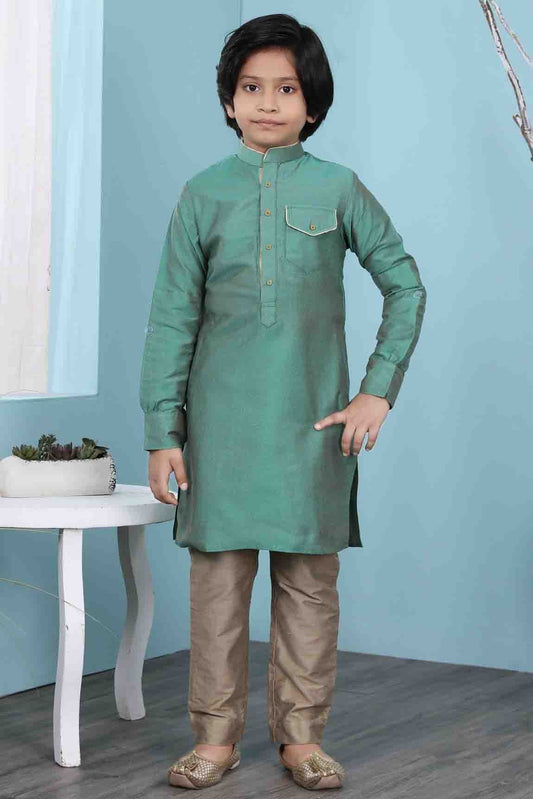 Green Colour Cotton Silk Kurta Pajama BW1070092
