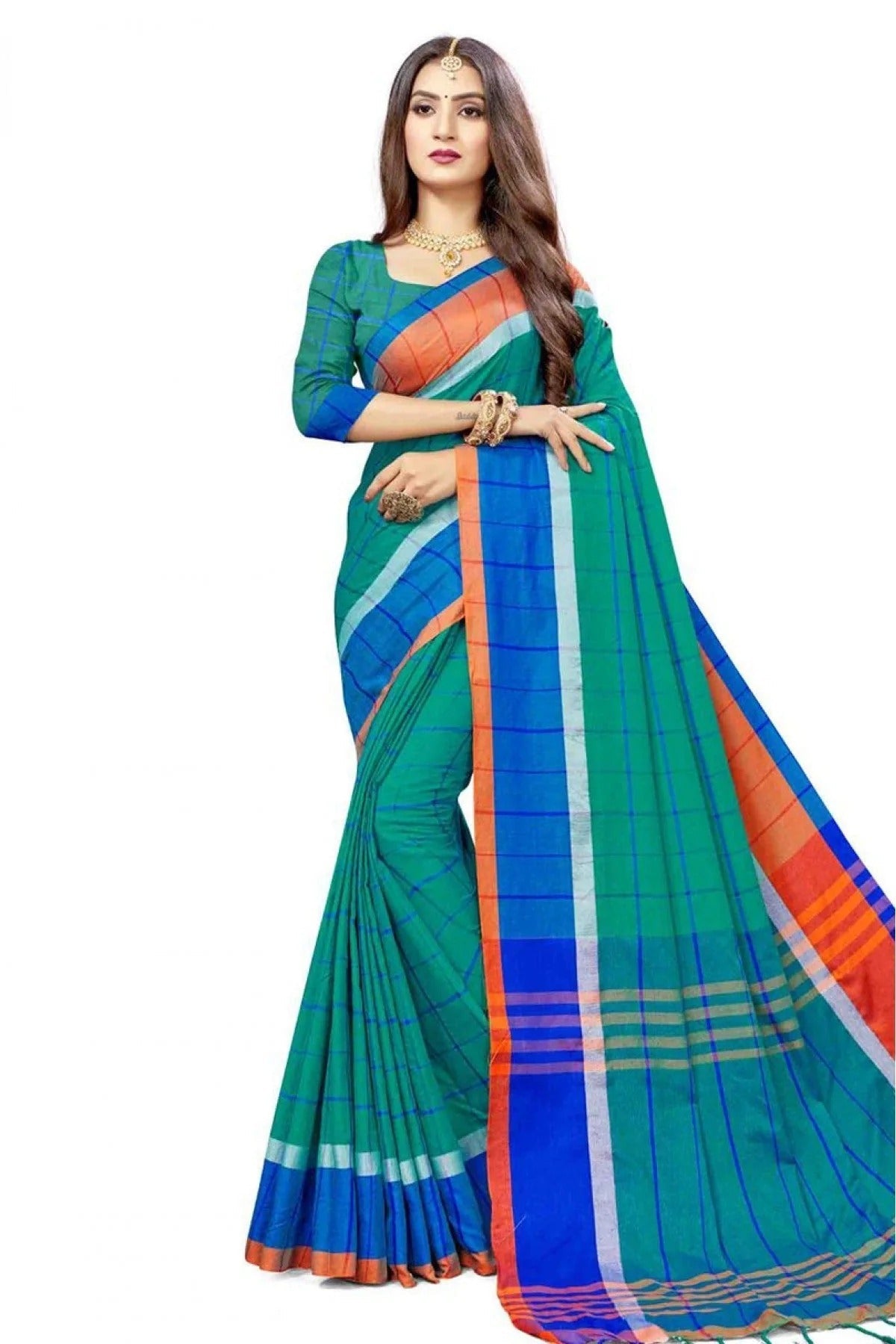 Green Colour Cotton Silk Printed Saree SD1100862