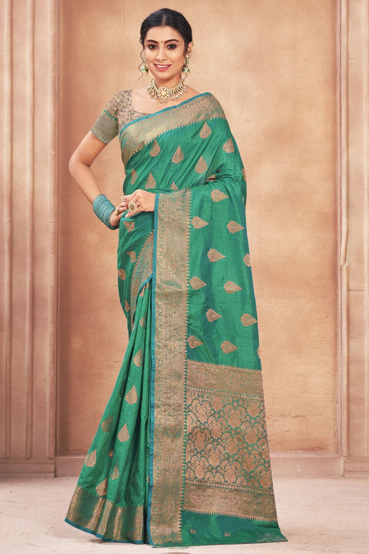 Green Colour Cotton Silk Traditional Saree In Woven Work SD1101165