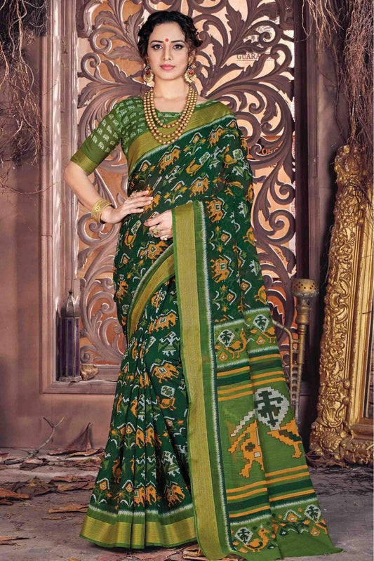 Green Colour Cotton Traditional Saree SD1100644