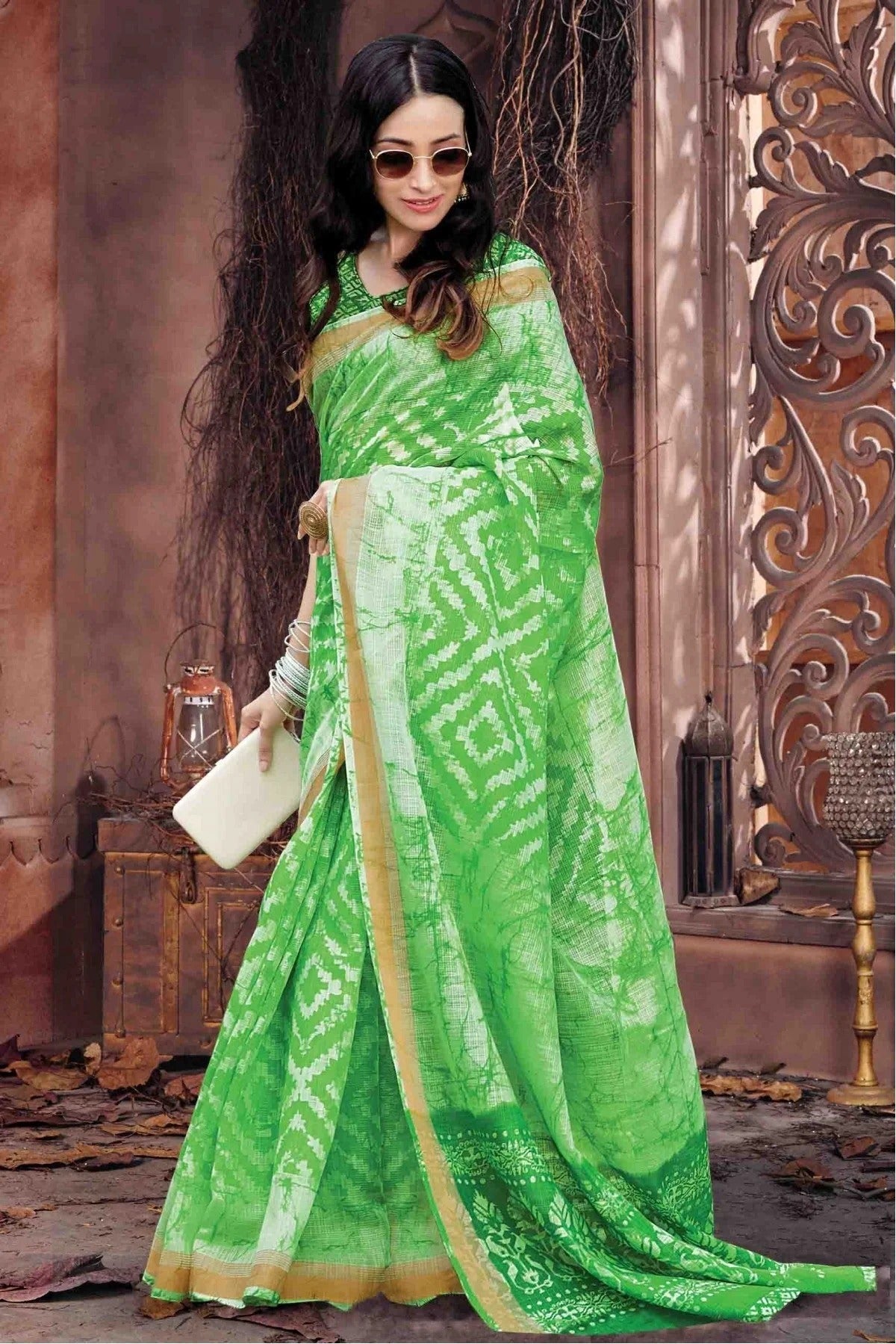 Green Colour Cotton Traditional Saree SD1100649
