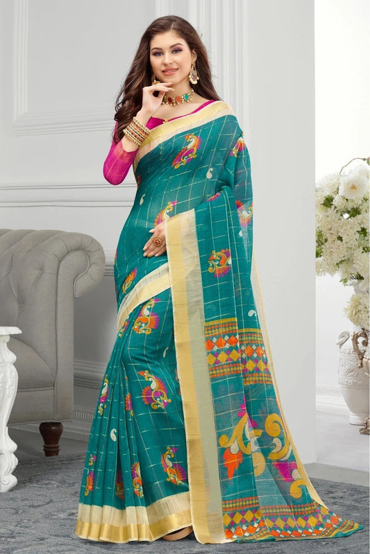 Green Colour Cotton Traditional Saree SD1100747