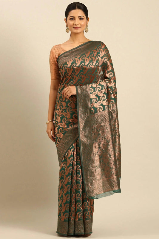 Green Colour Cotton Traditional Saree SD1102507