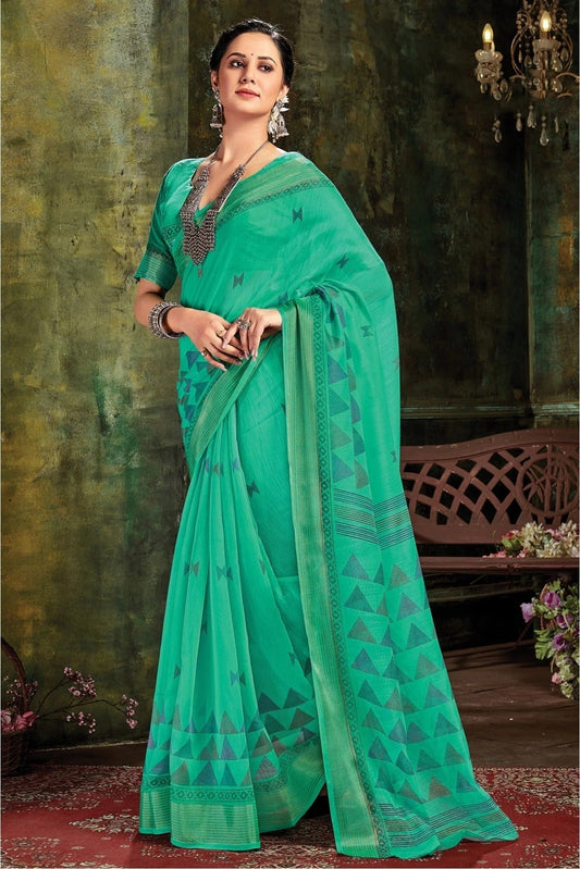 Green Colour Cotton Woven Saree SD1100687