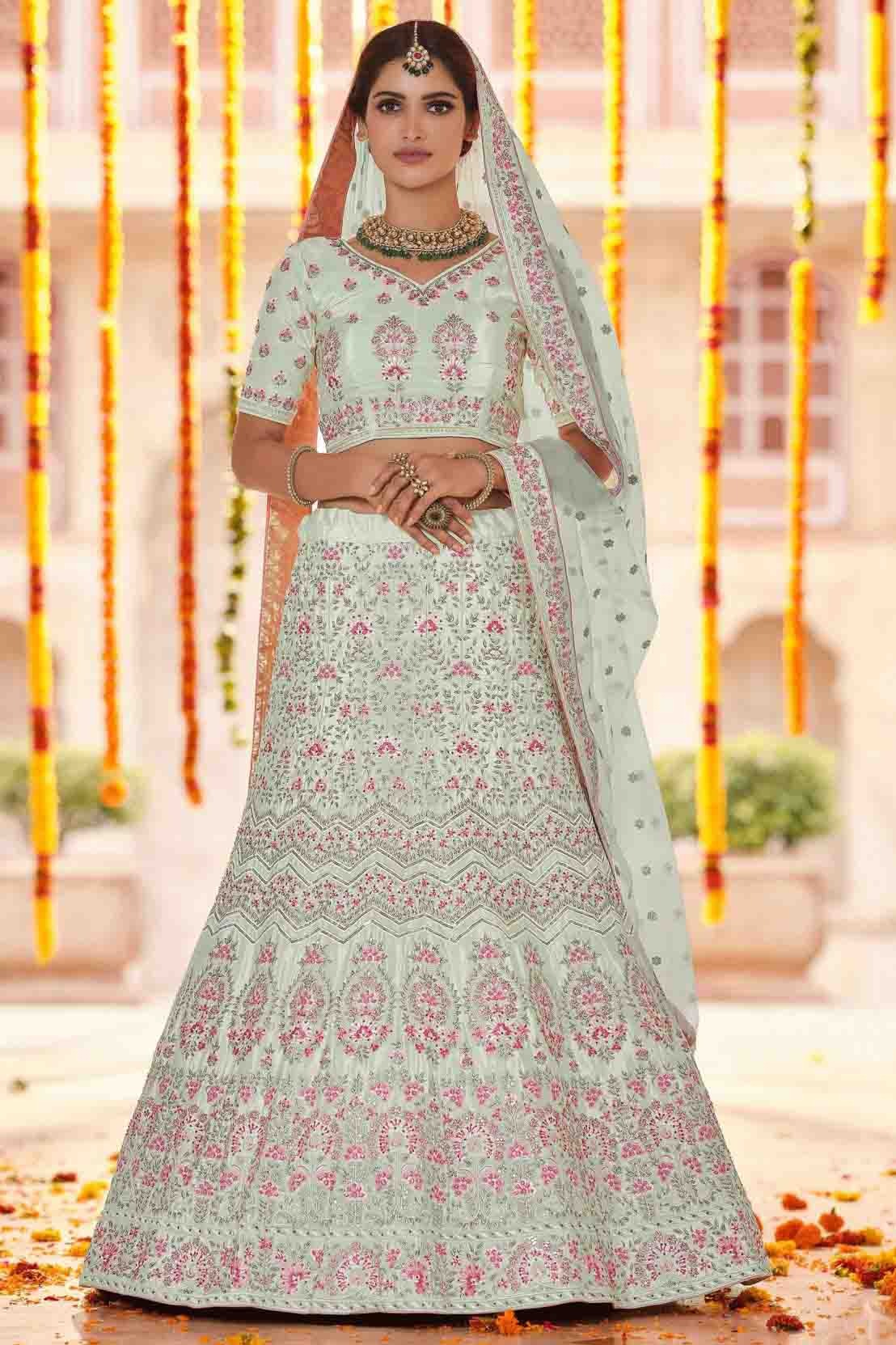 Green Colour Crepe Sequins Work Lehenga Choli LC1080160