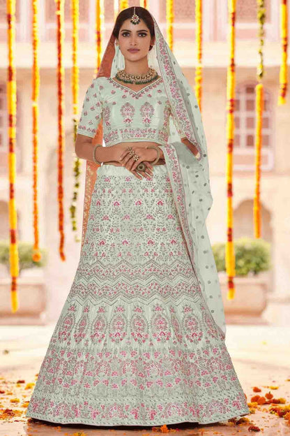 Green Colour Crepe Sequins Work Lehenga Choli LC1080160