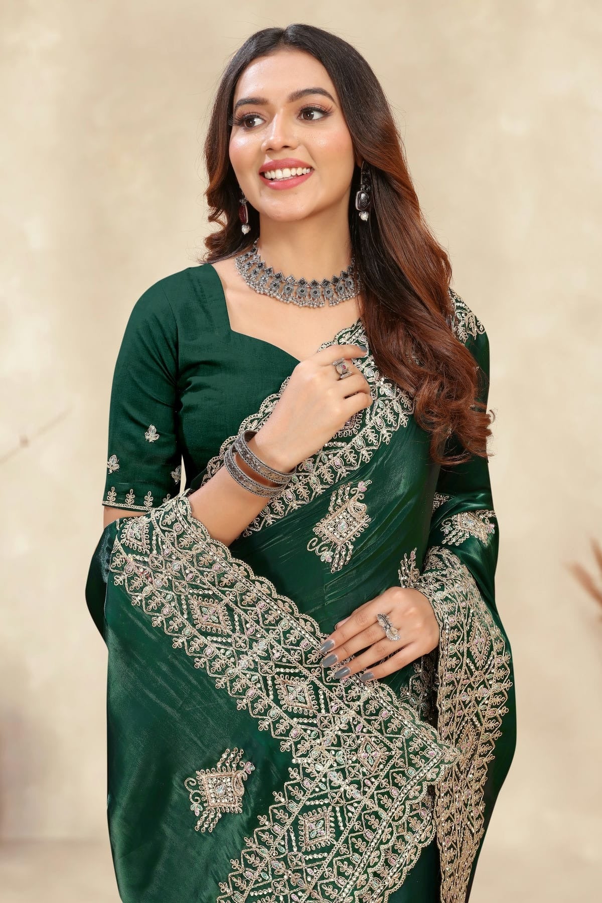 Green Colour Crepe Silk Saree SD1091001 A