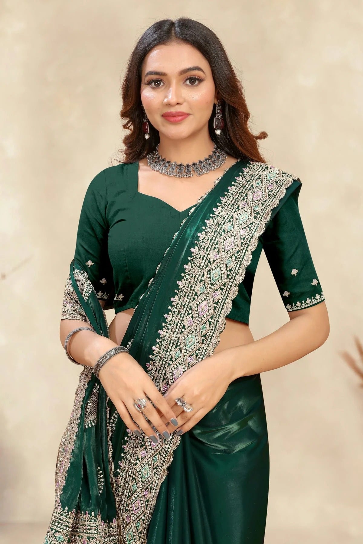 Green Colour Crepe Silk Saree SD1091005 A