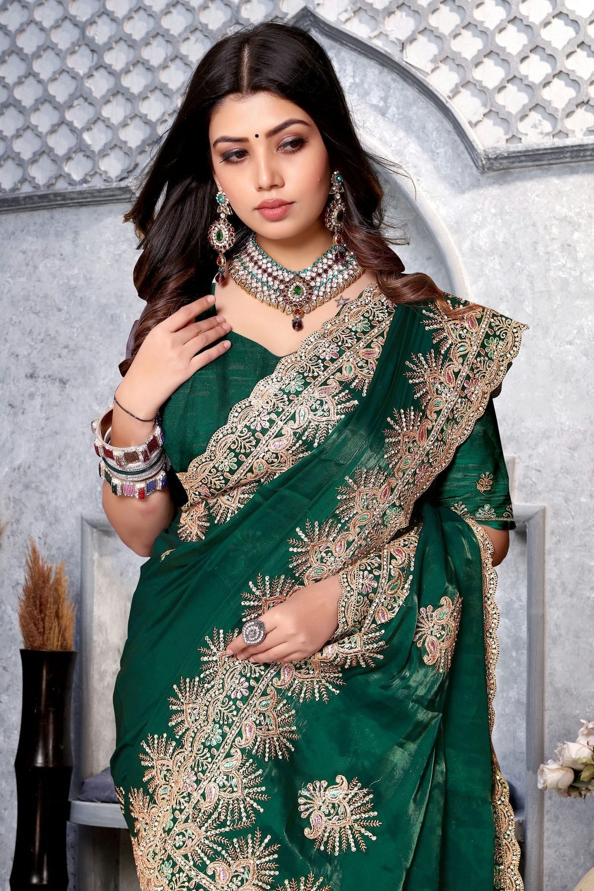 Green Colour Crepe Silk Saree SD1091016 A
