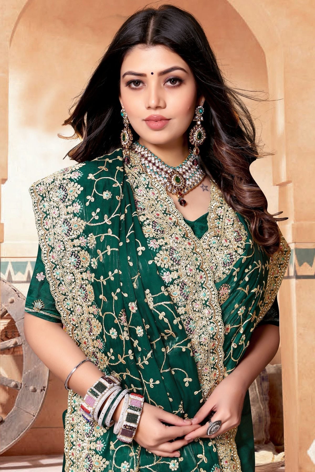 Green Colour Crepe Silk Saree SD1091020 A