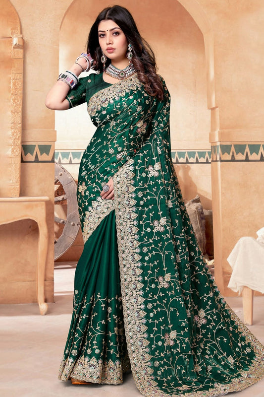 Green Colour Crepe Silk Saree SD1091020