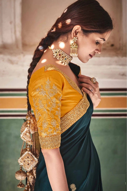 Green Colour Crepe Silk Sequins Work Saree SD1080056 A