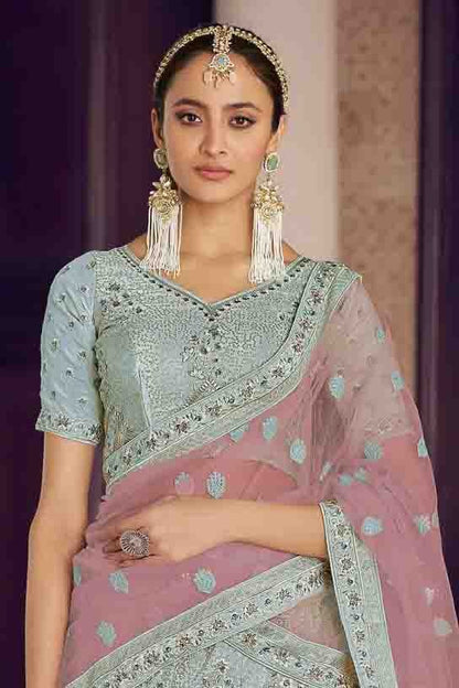 Green Colour Crepe Thread Work Lehenga Choli LC1080170 A