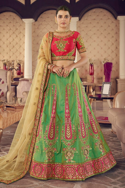 Green Colour Embroidery Art Silk Lehenga Choli LD1080790