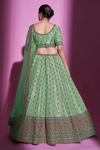 Green Colour Embroidery Gota Silk Lehenga Choli LD1080711 A