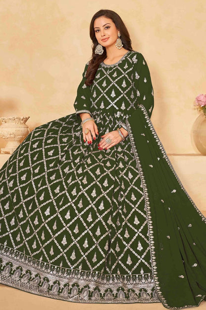 Green Colour Faux Georgette Anarkali Suit SM1050725 A