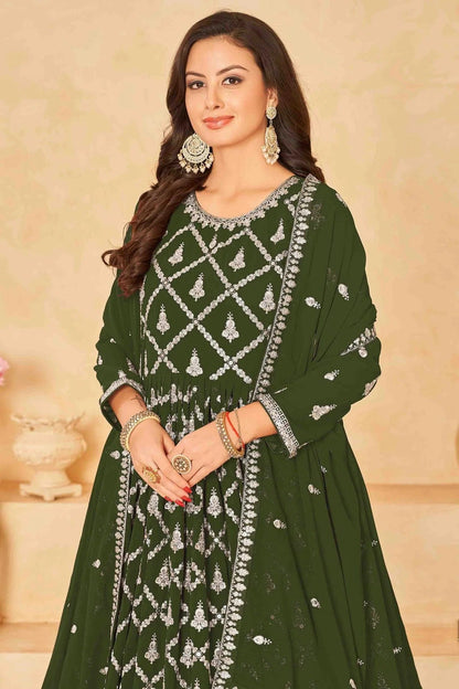 Green Colour Faux Georgette Anarkali Suit SM1050725 B