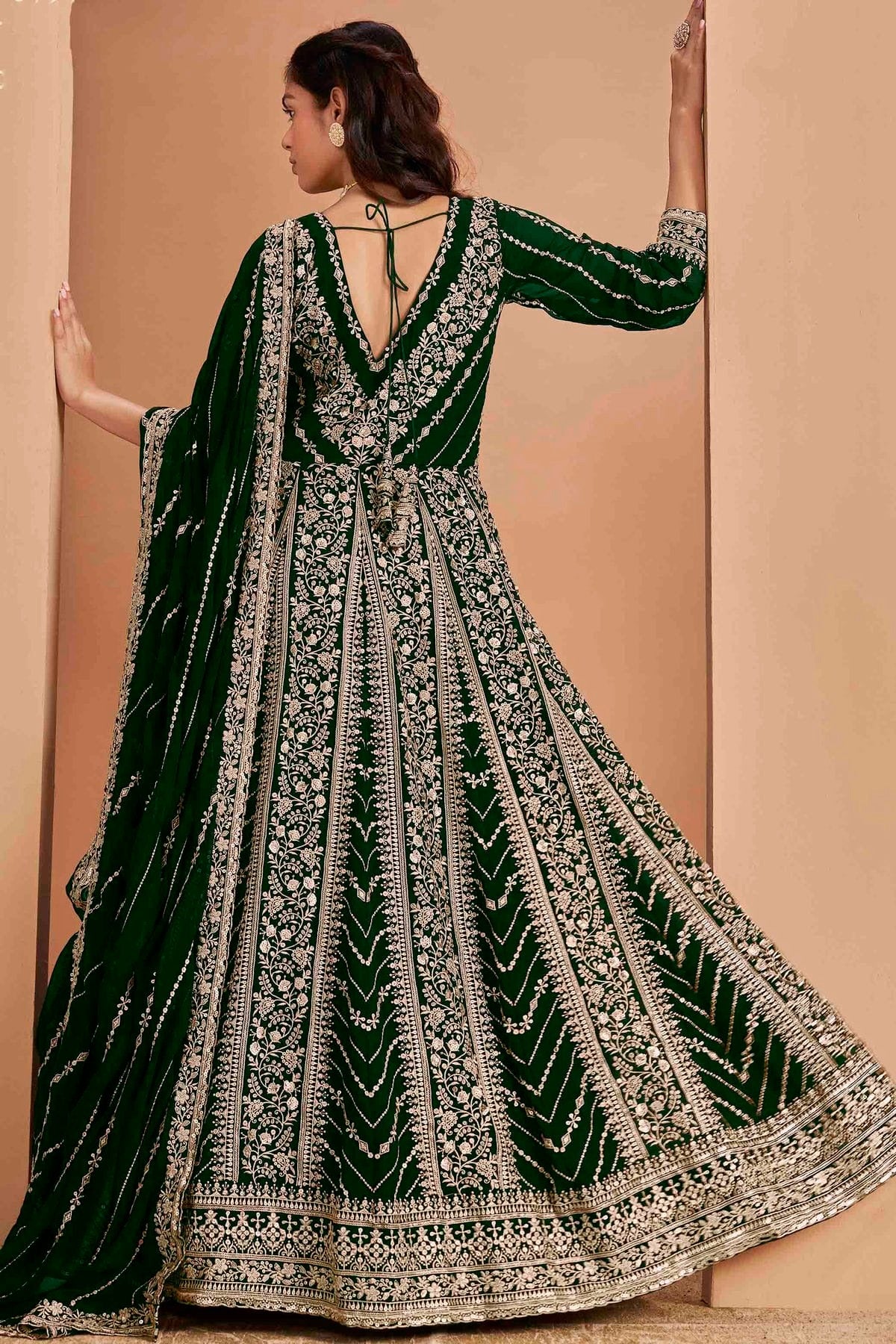 Green Colour Faux Georgette Anarkali Suit SM1050735 A