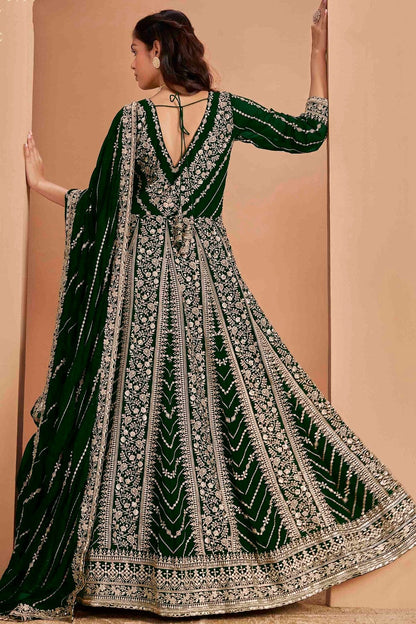 Green Colour Faux Georgette Anarkali Suit SM1050735 A