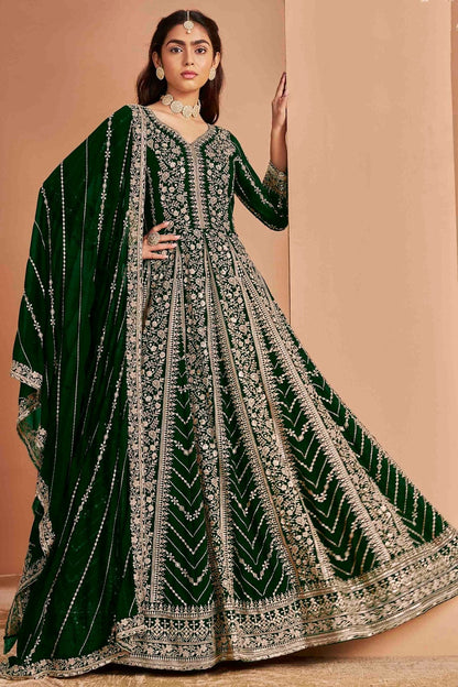 Green Colour Faux Georgette Anarkali Suit SM1050735