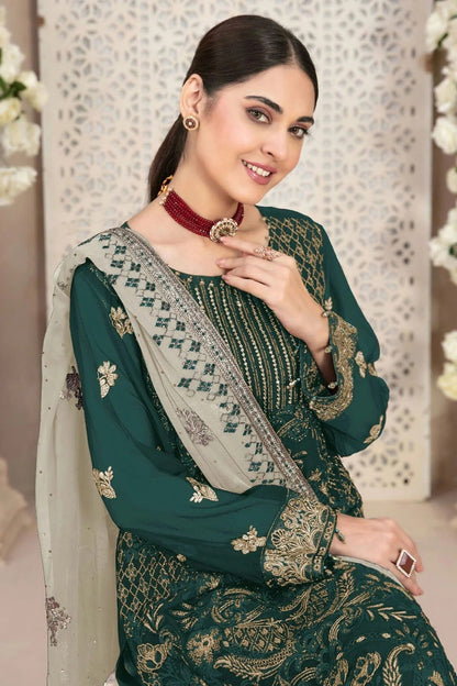 Green Colour Faux Georgette Pakistani Suit SM1140053 A