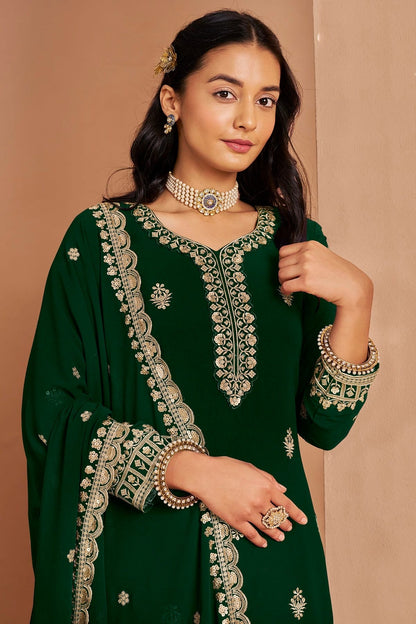 Green Colour Faux Georgette Palazzo Pant Suit SM1050677 B