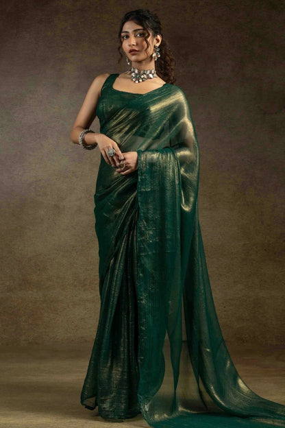 Green Colour Fendi Satin Ready To Wear Saree SD1122010