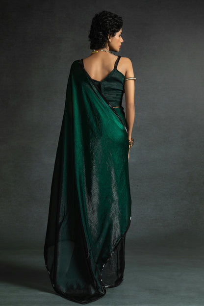 Green Colour Fendi Satin Silk Ready To Wear Saree