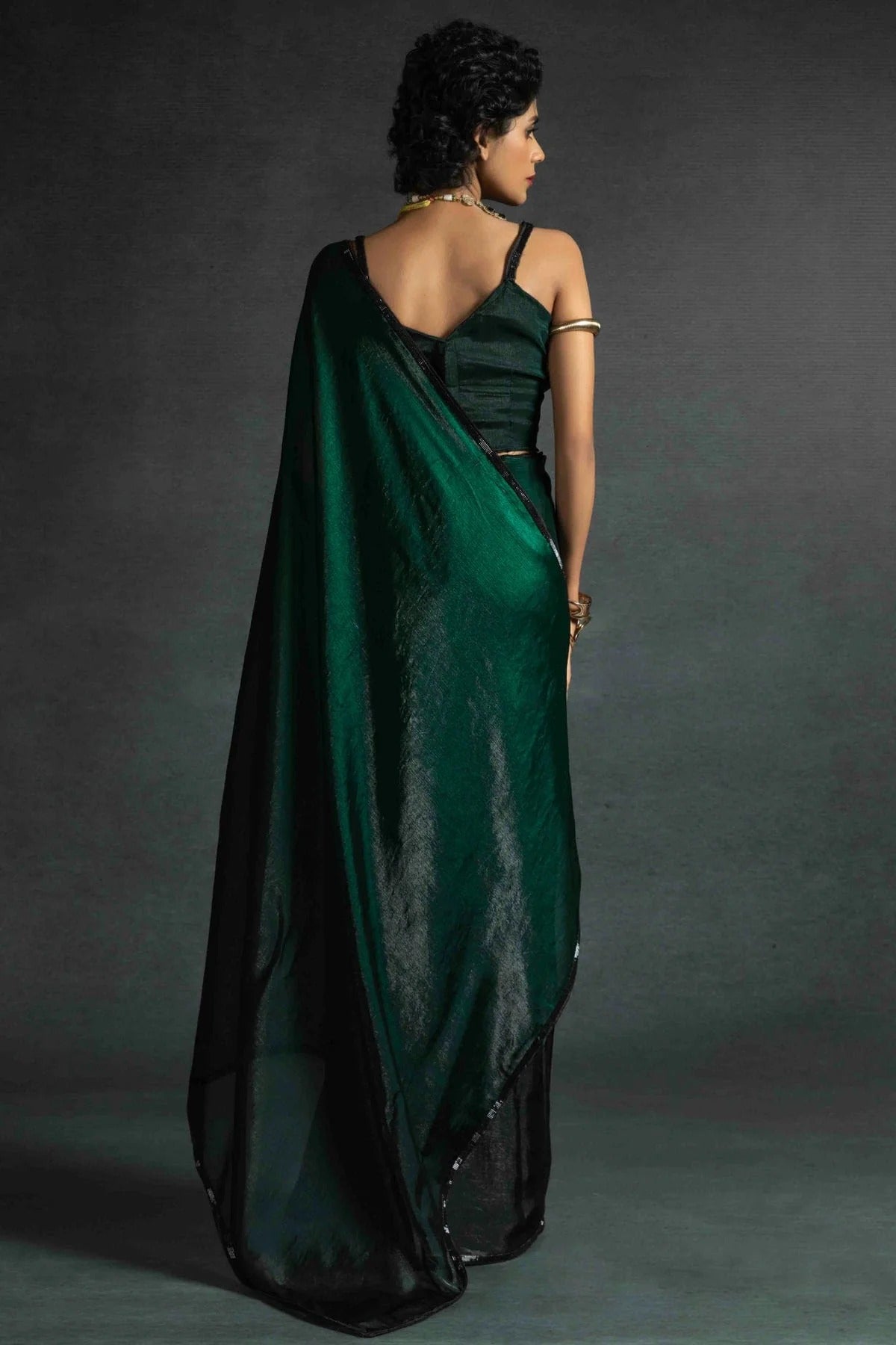 Green Colour Fendi Satin Silk Ready To Wear Saree SD1122032 A