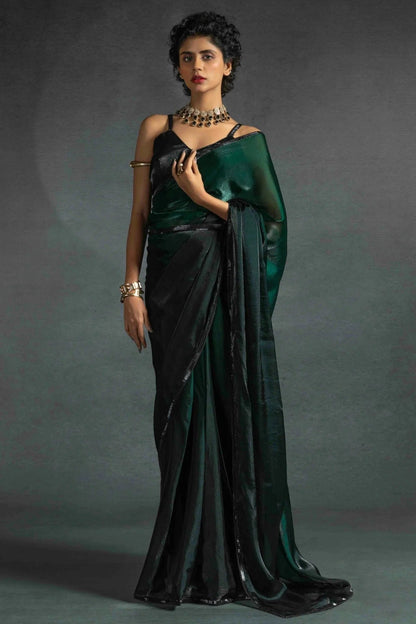 Green Colour Fendi Satin Silk Ready To Wear Saree SD1122032