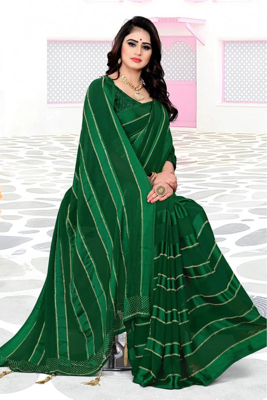 Green Colour Georgette And Satin Designer Saree SD1120084