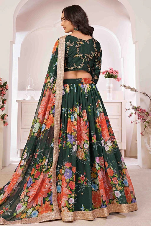 Green Colour Georgette Designer Lehenga Choli LC1240051 A