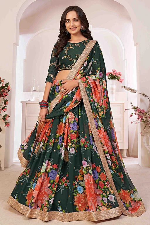 Green Colour Georgette Designer Lehenga Choli LC1240051