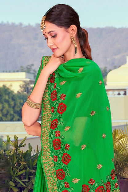 Green Colour Georgette Designer Saree LC1121373 A